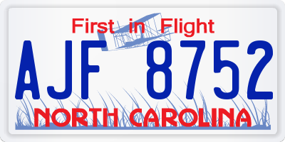 NC license plate AJF8752