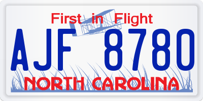 NC license plate AJF8780