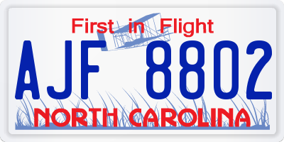 NC license plate AJF8802