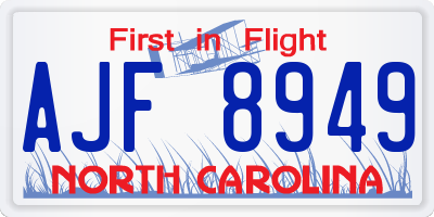 NC license plate AJF8949