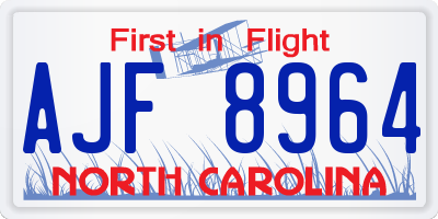 NC license plate AJF8964
