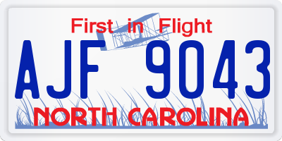 NC license plate AJF9043