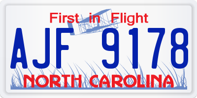 NC license plate AJF9178