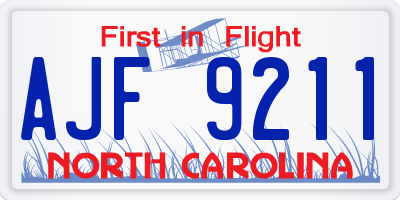 NC license plate AJF9211