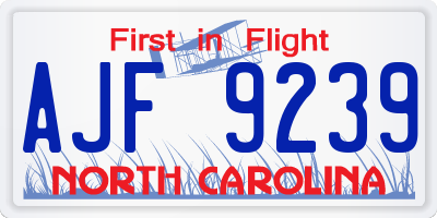 NC license plate AJF9239