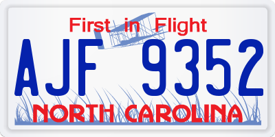 NC license plate AJF9352