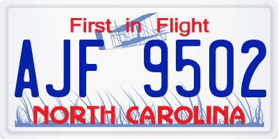 NC license plate AJF9502