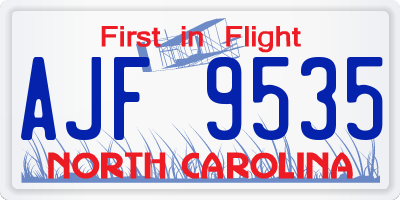 NC license plate AJF9535