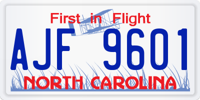 NC license plate AJF9601