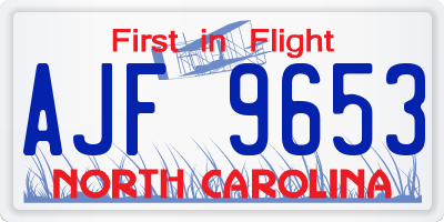 NC license plate AJF9653