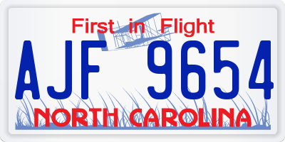 NC license plate AJF9654