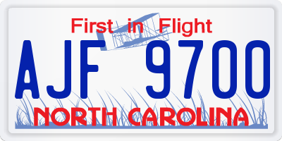 NC license plate AJF9700