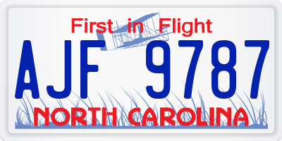 NC license plate AJF9787
