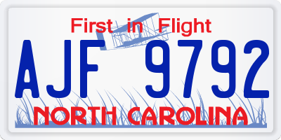 NC license plate AJF9792