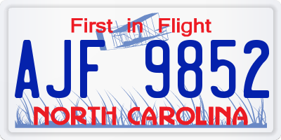 NC license plate AJF9852