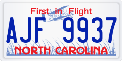 NC license plate AJF9937