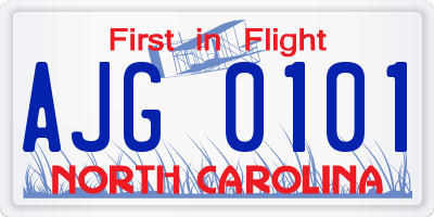 NC license plate AJG0101