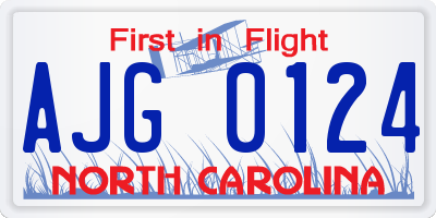 NC license plate AJG0124