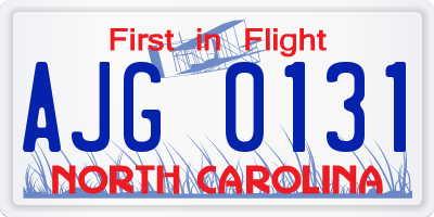 NC license plate AJG0131