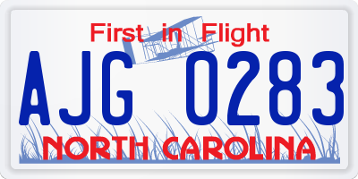 NC license plate AJG0283