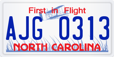 NC license plate AJG0313