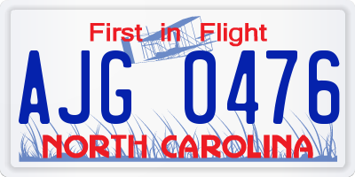 NC license plate AJG0476