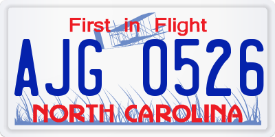 NC license plate AJG0526