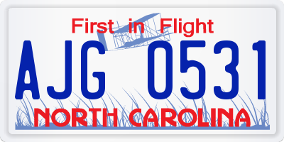 NC license plate AJG0531