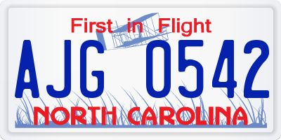 NC license plate AJG0542