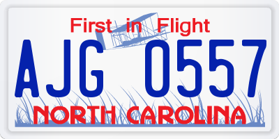 NC license plate AJG0557