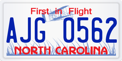NC license plate AJG0562