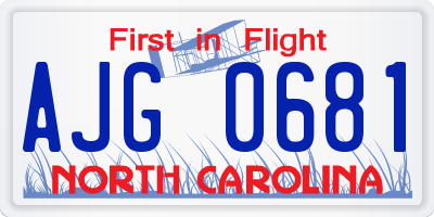 NC license plate AJG0681