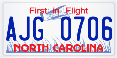 NC license plate AJG0706