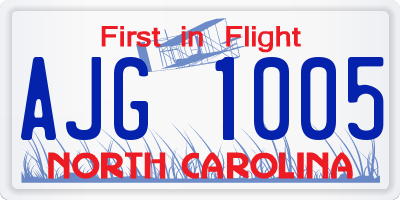 NC license plate AJG1005