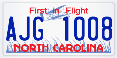 NC license plate AJG1008