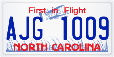 NC license plate AJG1009