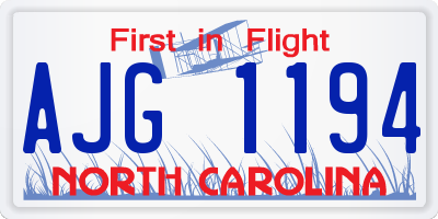 NC license plate AJG1194