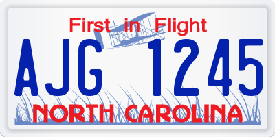 NC license plate AJG1245