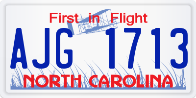 NC license plate AJG1713