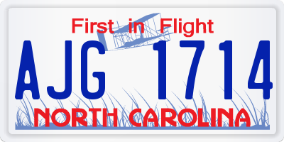 NC license plate AJG1714