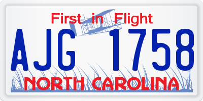 NC license plate AJG1758