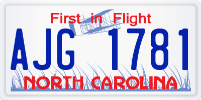 NC license plate AJG1781