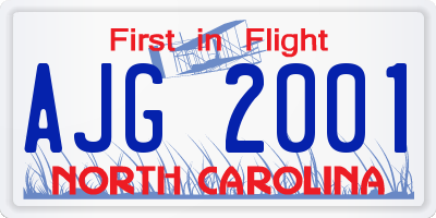 NC license plate AJG2001