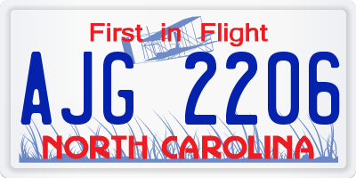 NC license plate AJG2206