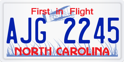 NC license plate AJG2245