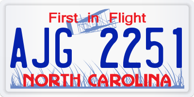 NC license plate AJG2251
