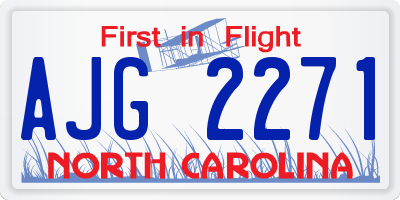 NC license plate AJG2271