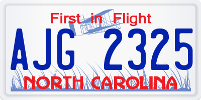 NC license plate AJG2325