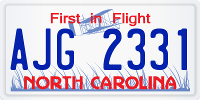 NC license plate AJG2331