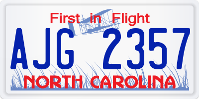 NC license plate AJG2357